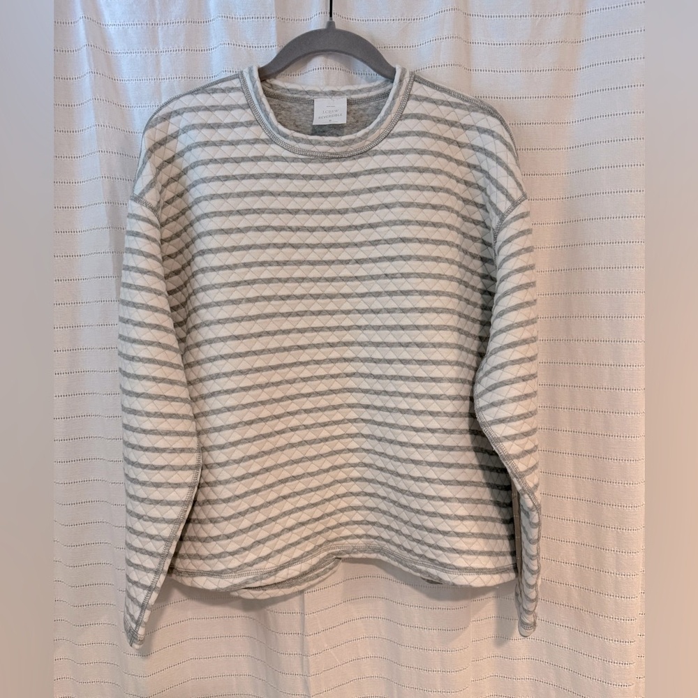 NWT J. Crew Reversible Striped Mock Neck Sweater Gray Size Small - Picture 2 of 6